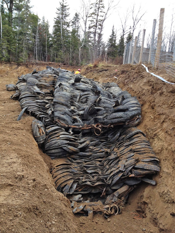 Blasting mats cover holes full of explosives - Nov 8, 2012
