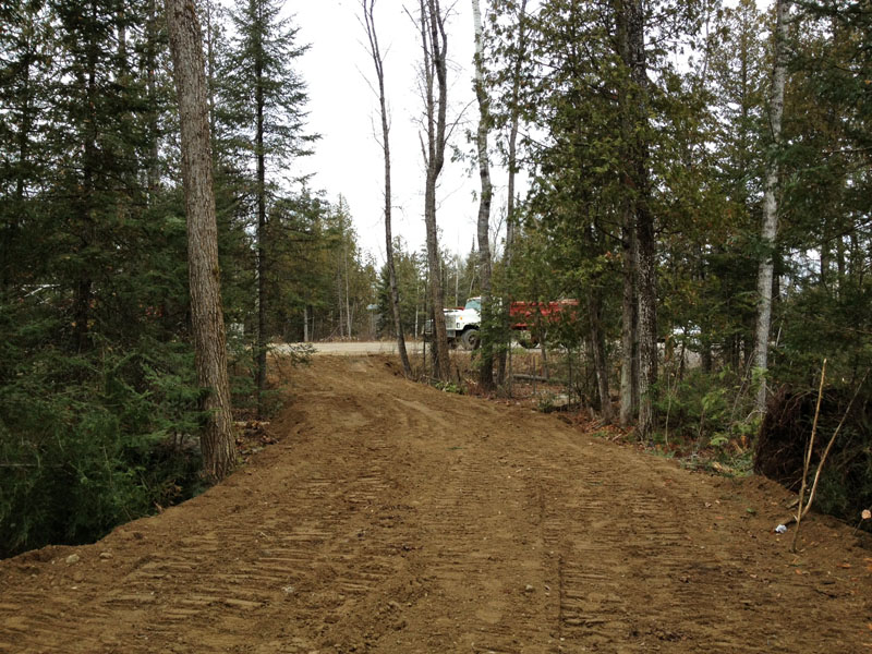 Road build across Nature Trail to access new drain field area - Nov 5, 2012