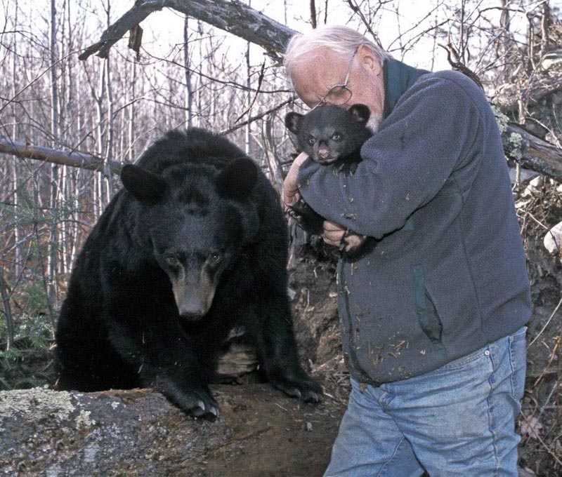 Lynn sniffs Dot's cub