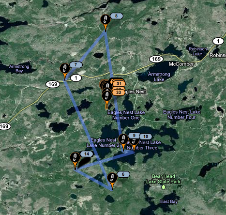 GPS map of Lily's run on the night of September 28, 2011