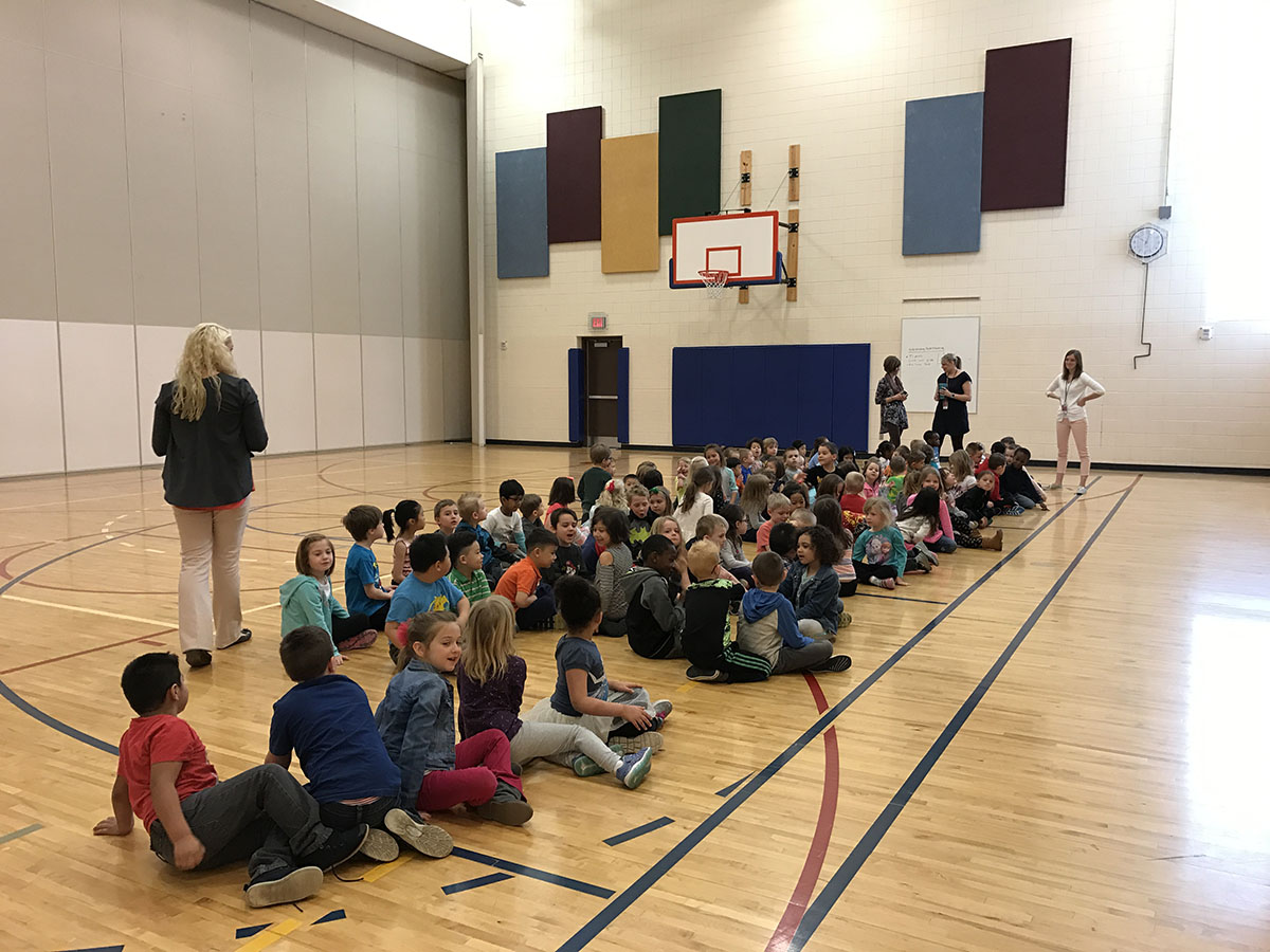 Children waiting for bear talk