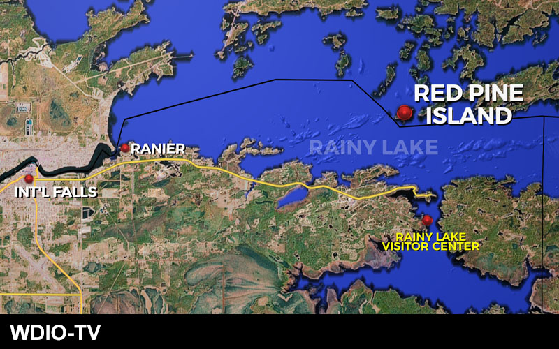Map of Red Pine Island, Rainy Lake, ©WDIO-TV
