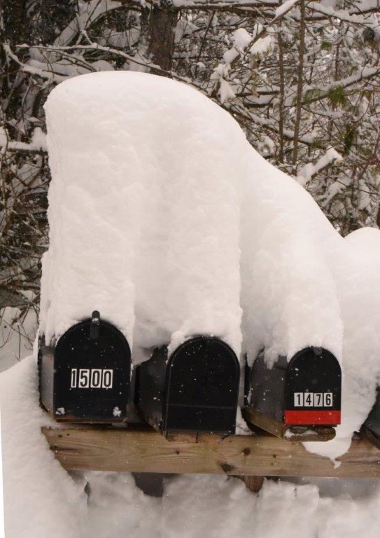 Snow on mailboxes